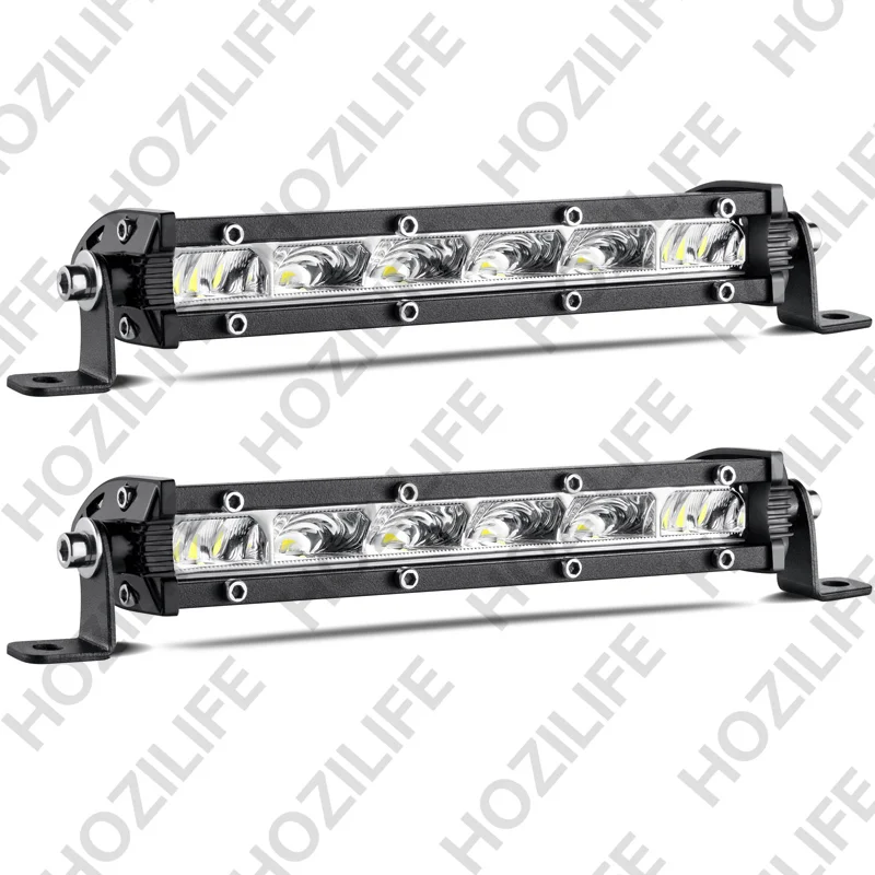 6 Inch Slim LED Light Bar Pods Small Spot Flood Offroad Driving Fog Work Single Row LED Light Bars for Trucks ATV UTV Boats, 2pcs
